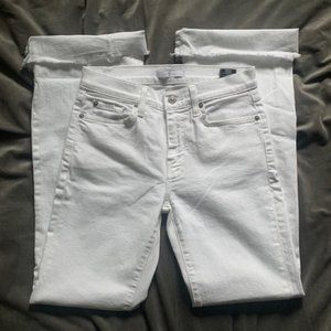7forAllMankind Flare & Raw Hem White Jeans - S27